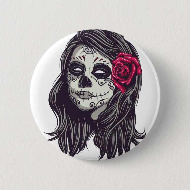 Bóton Redondo 5.08cm La Catrina - Dia De Los Muertos (Frente)