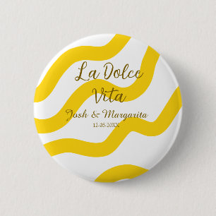 Bóton Redondo 5.08cm La Dolce Vita casal amarelo Nome data glit
