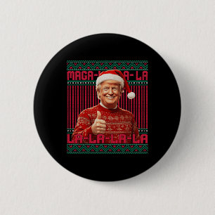 Bóton Redondo 5.08cm La La Donald Trump Potus 47 Ugly Christmas Swea