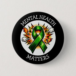 Bóton Redondo 5.08cm La salud mental importa Pop Art Cinta verde