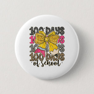 Bóton Redondo 5.08cm Laço Coquete de 100 Dias de Escola Lápis Xadrez T