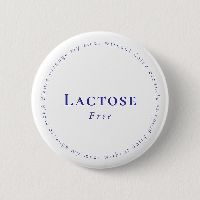 Bóton Redondo 5.08cm Lactose-Free Request Badge, White - Navy (Frente)