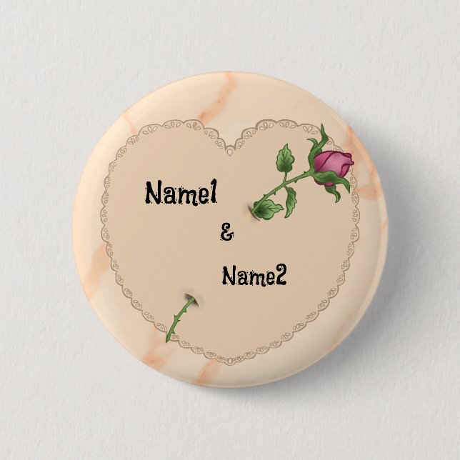 Bóton Redondo 5.08cm Lacy Heart Rosa (Frente)