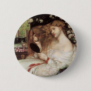 Bóton Redondo 5.08cm Lady Lilith por Rossetti, Retrato Vitoriano Antigo