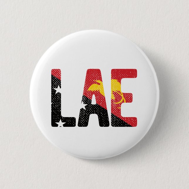 Bóton Redondo 5.08cm Lae com Bandeira Papua-Nova Guiné (Frente)