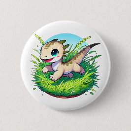 Bóton Redondo 5.08cm Lagarto adorável correndo por um campo