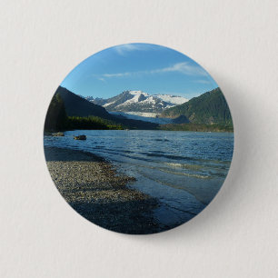 Bóton Redondo 5.08cm Lago Mendenhall na paisagem de Juneau Alasca