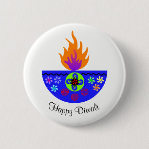 Bóton Redondo 5.08cm Lâmpada colorida Diya de Diwali