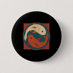 Bóton Redondo 5.08cm Lança Koi Yin Yang Arte Zen Yoga Roupa
