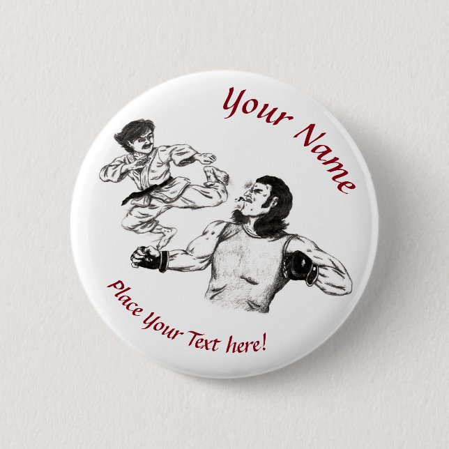 Bóton Redondo 5.08cm Lápis art Karate contra a batalha contra o MMA (Frente)