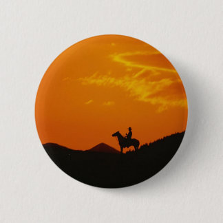 Bóton Redondo 5.08cm Laranja Sunset com Silhouette Cowboy