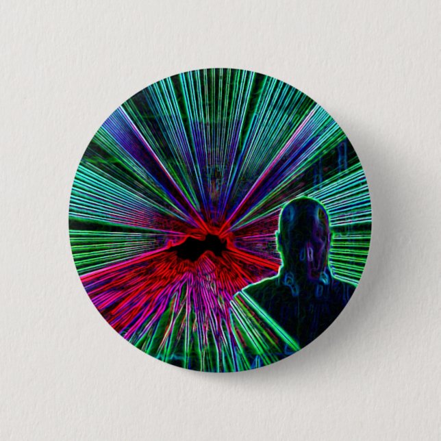 Bóton Redondo 5.08cm Lasers no botão/crachá do DJ (Frente)