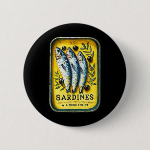 Bóton Redondo 5.08cm Lata de Peixe Sardinha Amarela Europeia de Verão R
