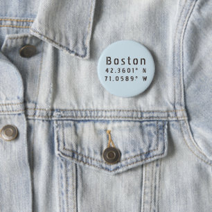 Bóton Redondo 5.08cm Latitude Longitude de Boston