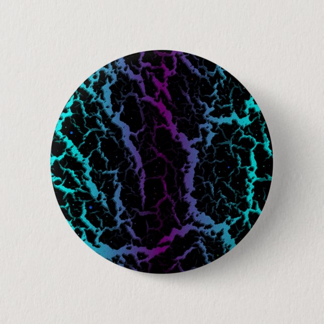 Bóton Redondo 5.08cm Lava do Espaço Cracking - Ciano/Roxo (Frente)
