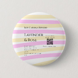 Bóton Redondo 5.08cm Lavanda soy candela com rosa adicione q r código t