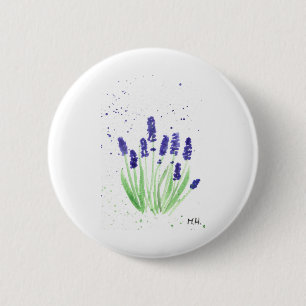 Bóton Redondo 5.08cm Lavandas flores aquarela