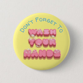 Bóton Redondo 5.08cm Lave as mãos, sabão engraçado, lembrete de seguran