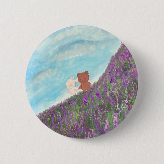 Bóton Redondo 5.08cm Lavender Field of Memories (Frente)