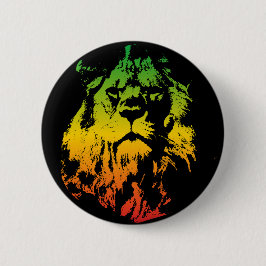 Bóton Redondo 5.08cm Leão Colorido de Bandeira do Rasta jamaicano
