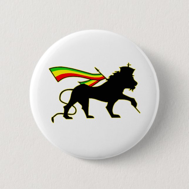 Bóton Redondo 5.08cm Leão De Judah - Rasta (Frente)