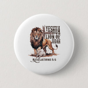 Bóton Redondo 5.08cm Leão de Judah Yeshua Jesus Bíblia Christi Religios