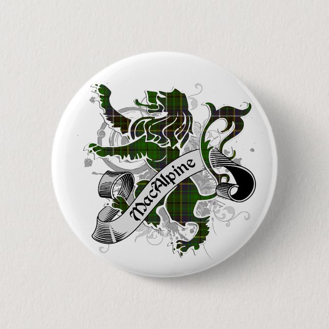 Bóton Redondo 5.08cm Leão do Tartan de MacAlpine (Frente)