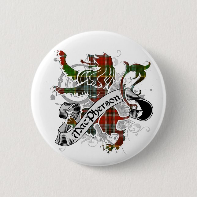 Bóton Redondo 5.08cm Leão MacPherson Tartan (Frente)