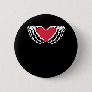 Bóton Redondo 5.08cm Legal Esqueleto Clássico Mãos Coração - Valentina