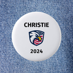 Bóton Redondo 5.08cm Legal Patriótico Chris Christie 2024 Eagle