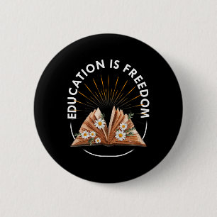 Bóton Redondo 5.08cm Leitor do Livro Educação É Liberdade História Negr