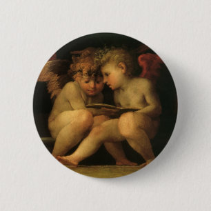 Bóton Redondo 5.08cm Leitura de Rosso Fiorentino em dois Cherubs, anjos