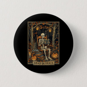 Bóton Redondo 5.08cm Leitura Engraçada Em Paz Skeleton Halloween Lido N
