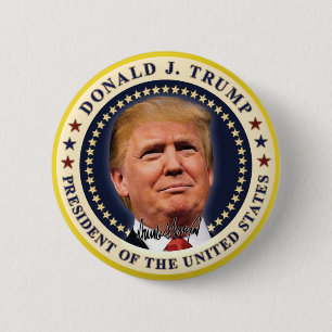 Bóton Redondo 5.08cm Lembrança Estrelas Douradas da Posse de Donald Tru