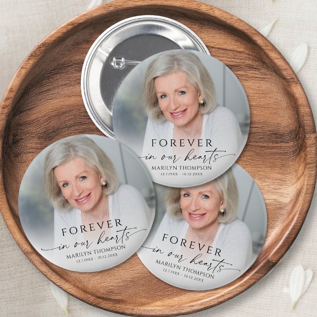 Bóton Redondo 5.08cm Lembrança Personalizada de Foto para Funeral (Criador carregado)
