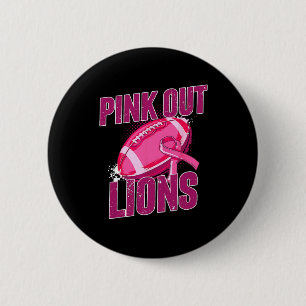 Bóton Redondo 5.08cm Leões Pink Out Futebol Tackeiam Cancer Da Mama