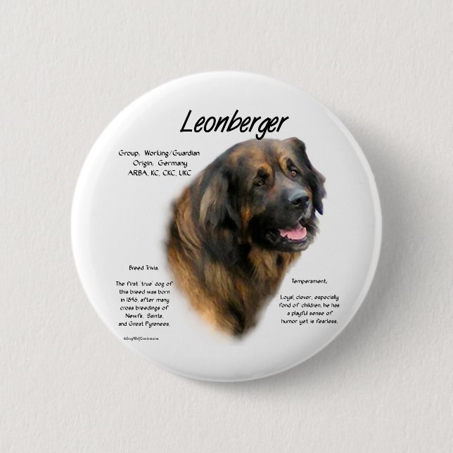 Bóton Redondo 5.08cm Leonberger History Design (Frente)