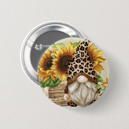 Bóton Redondo 5.08cm Leopard Gnome Sunflower Button