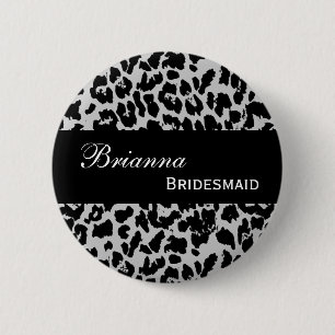 Bóton Redondo 5.08cm Leopardo cinzento V207A6 do botão do Pin da DAMA