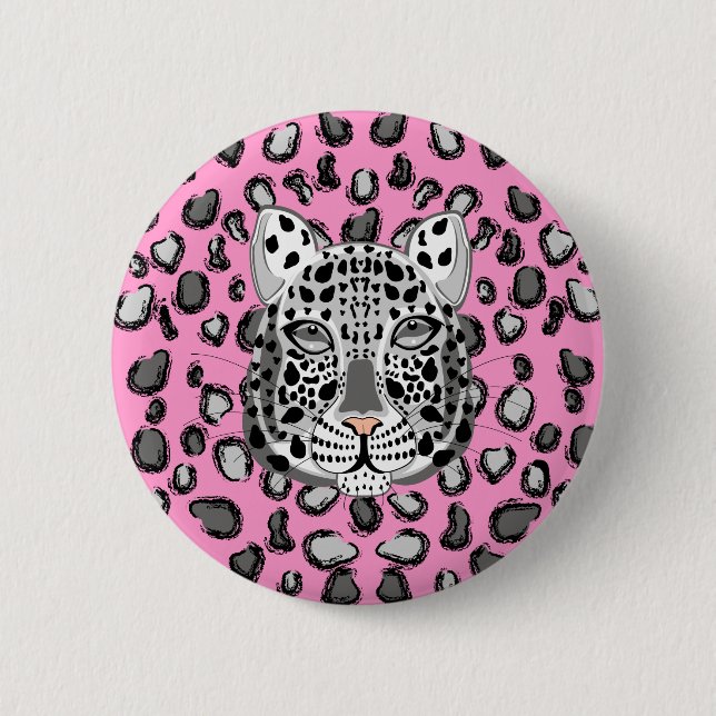 Bóton Redondo 5.08cm Leopardo de neve (Frente)