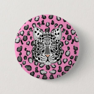 Bóton Redondo 5.08cm Leopardo de neve