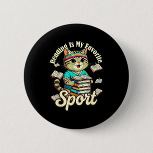 Bóton Redondo 5.08cm Ler é distintivo de esporte favorito gato engraçad