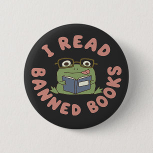 Bóton Redondo 5.08cm Ler Livros Proibidos Sapo Engraçado Lendo