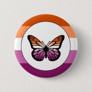 Bóton Redondo 5.08cm Lesbian Pride Butterfly Pin