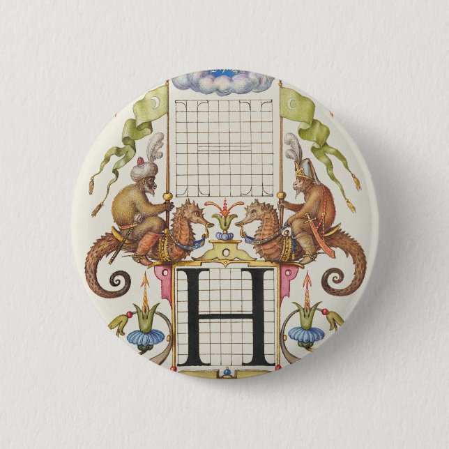 Bóton Redondo 5.08cm Letra H de Mira Calligraphiae Monumenta (Frente)