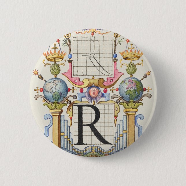 Bóton Redondo 5.08cm Letra R de Mira Calligraphiae Monumenta (Frente)