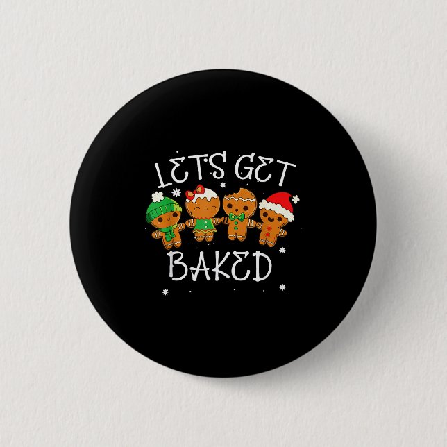 Bóton Redondo 5.08cm Let's Get Baked Cookie Baking Team Gingerbread Chr (Frente)