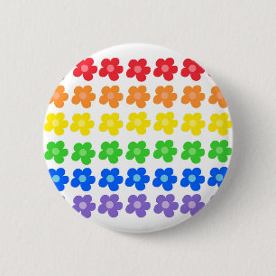 Bóton Redondo 5.08cm LGBT Rainbow Flores Orgulho gay Liberdade e Iguald