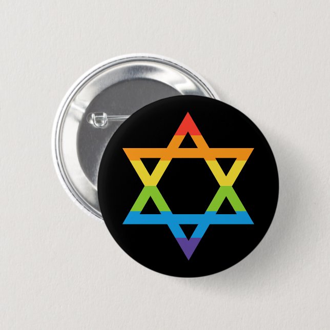 Bóton Redondo 5.08cm LGBTQ - Estrela Judaica de Israel do Mês do Orgulh (Frente & Verso)
