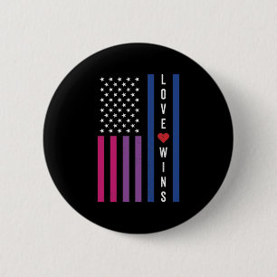 Bóton Redondo 5.08cm LGBTQ O Amor do Orgulho Bissexual ganha bandeira a